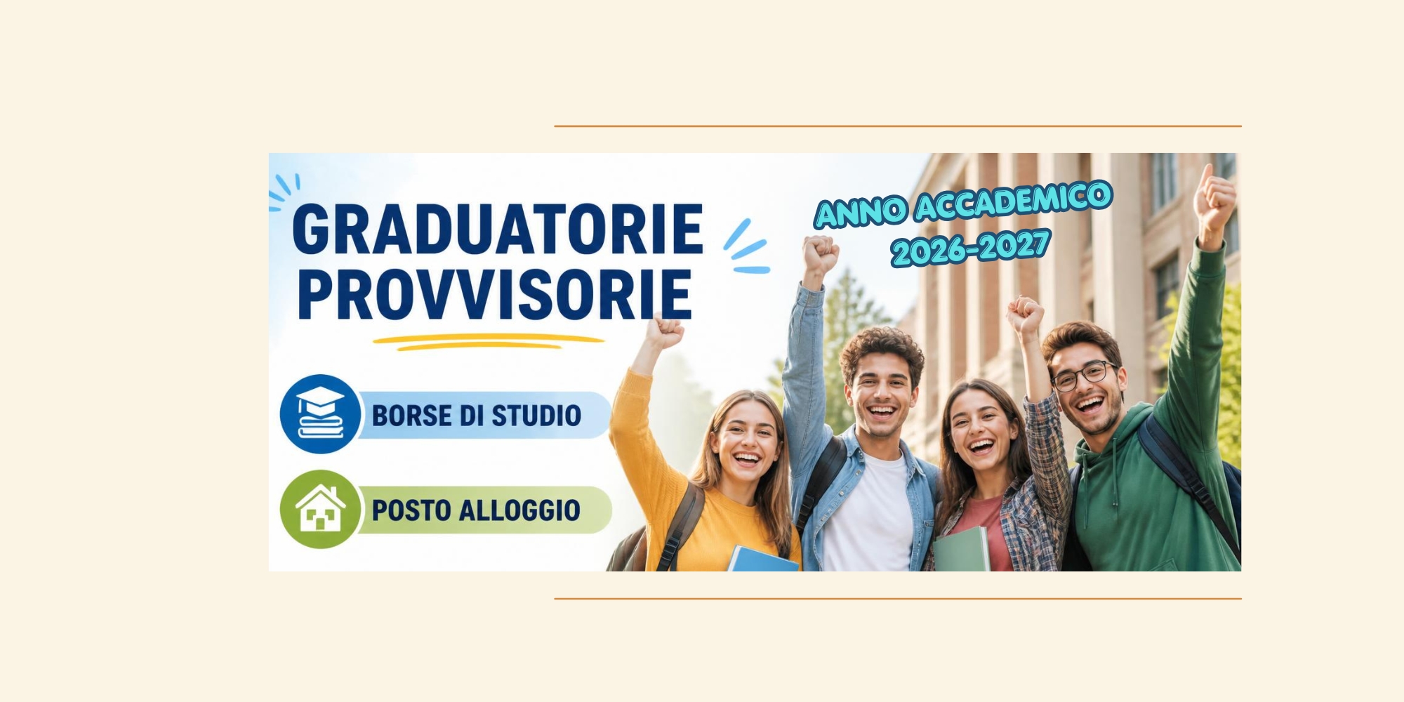 Pubblicata la graduatoria provvisoria bando borsa di studio e posto alloggio a.a. 2026/2027